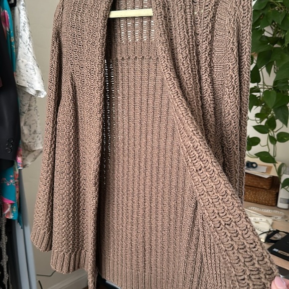 CHICO’S Crochet Open Cardigan Sweater Brown Neutral Bohemian Earthy Size Medium - Picture 14 of 16